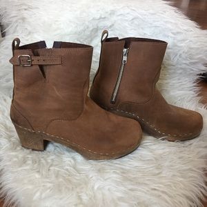 Sandgrens leather clog boots, Brown, size 40